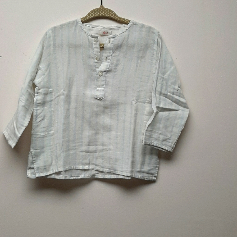 KetiKeta off white and light blue shirt size 2